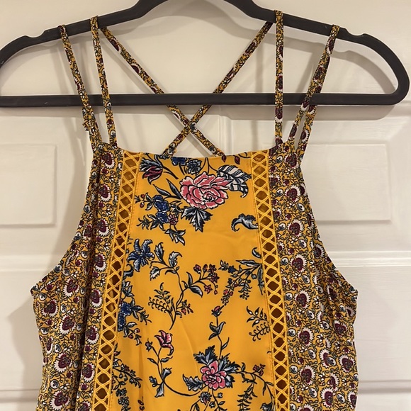 Francesca’s Bailee Ladder Crochet Floral Mix Knit Dress - Picture 3 of 10